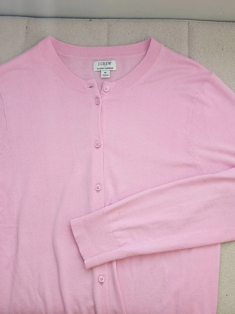 J. Crew Factory Classic Pink Cardigan ~ Medium